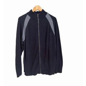 Banana Republic Men's Full Zip Cotton Navy Gray XL